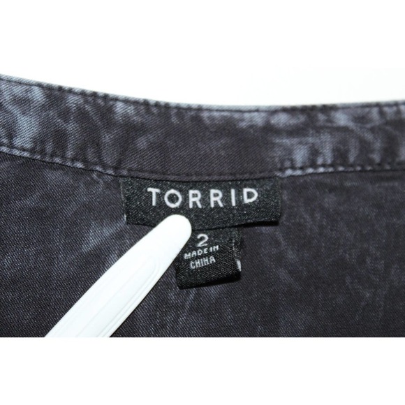 Torrid Mini Challis Zip Front Shirt Dress Tie Dye Gray Plus Size 2 2X H14156 - Picture 5 of 13